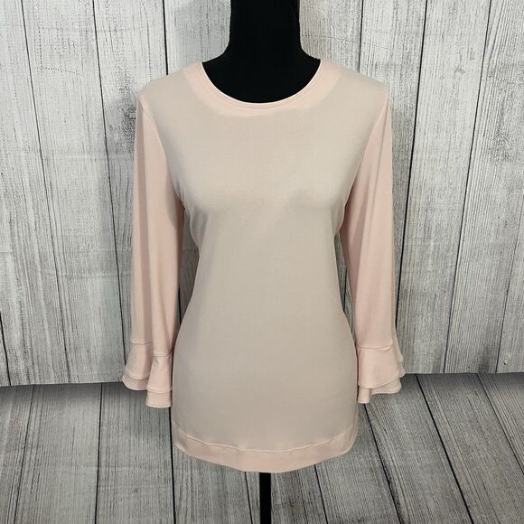 Karl Lagerfeld Tops - Karl Lagerfeld Women's Medium Pink 3/4 Flutter Sleeve Stretch Knit Top